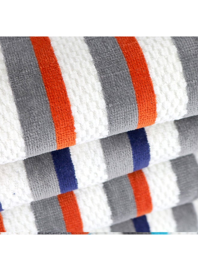 White Rose - 4 Piece Bathroom Towel Set SHUFFLE 420 GSM 100% Cotton Velour 4 Bath Towel 70x140 cm Navy Blue & Orange Color Modern Stripe Design Luxury Touch Extra Absorbent - Image 1
