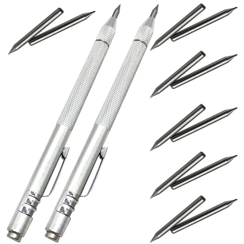NEPAK 2 Pack Tungsten Carbide Scriber with Magnet,with Extra 12 Replacement Marking Tip,Etching Engraving Pen for Glass/Ceramics/Metal Sheet - Image 1