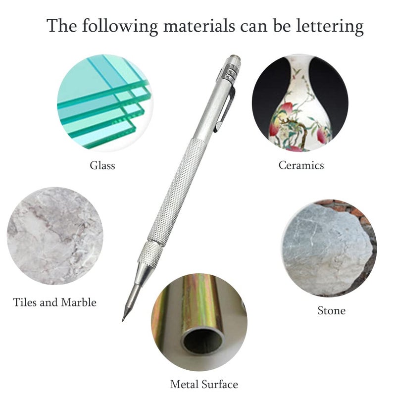 NEPAK 2 Pack Tungsten Carbide Scriber with Magnet,with Extra 12 Replacement Marking Tip,Etching Engraving Pen for Glass/Ceramics/Metal Sheet - Image 2