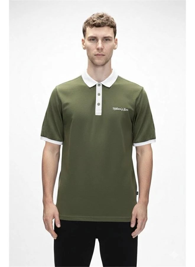 Awake Light Green Polo Collar Men's T‑shirt.