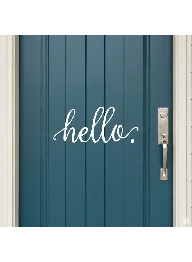 BATTOO Hello Wall Decal Farmhouse Wall Decor Hello. Door Decal Vinyl Lettering for Front Door Country Cottage Decor(9"X 4",White) - Image 3