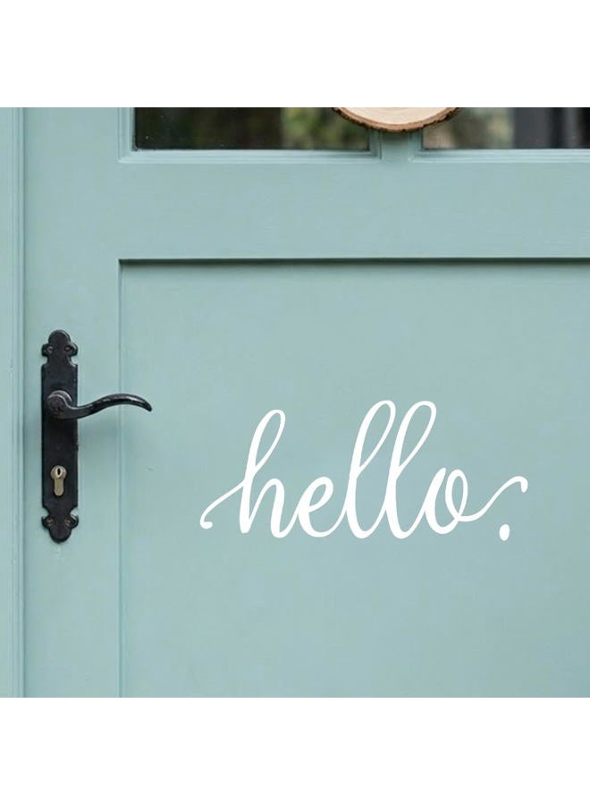BATTOO Hello Wall Decal Farmhouse Wall Decor Hello. Door Decal Vinyl Lettering for Front Door Country Cottage Decor(9"X 4",White) - Image 4
