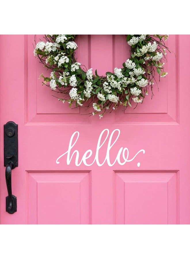 BATTOO Hello Wall Decal Farmhouse Wall Decor Hello. Door Decal Vinyl Lettering for Front Door Country Cottage Decor(9"X 4",White) - Image 5
