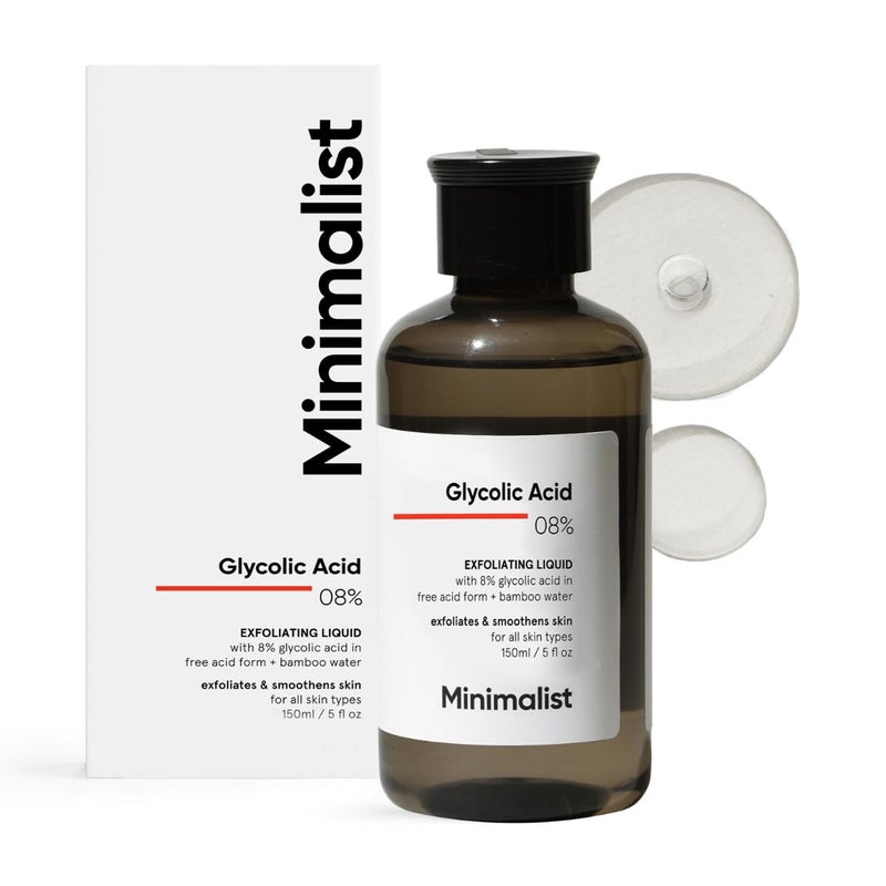 Minimalist 8 Glycolic Acid Toner For Glowing Skin  Multifunctional Exfoliating Toner With Bamboo Water for Body Face Underarms  Scalp  For Women  Men  150 ml - Image 1