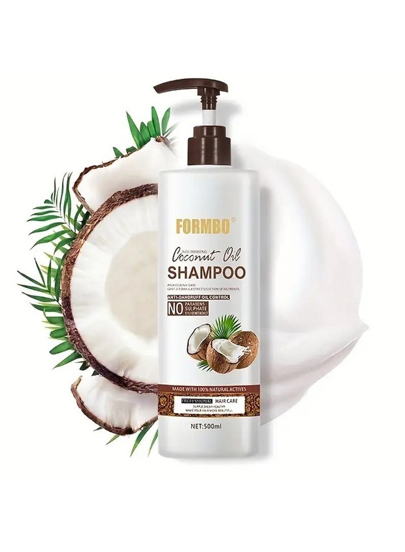 FORMBO Coconut Oil Shampoo, for Nourishing Thick Hair with Glycerin, Deep Clean Formulation, Dandruff & Oil Control, Sulfate & Paraben Free Liquid Hair Care, 500ML - Image 1