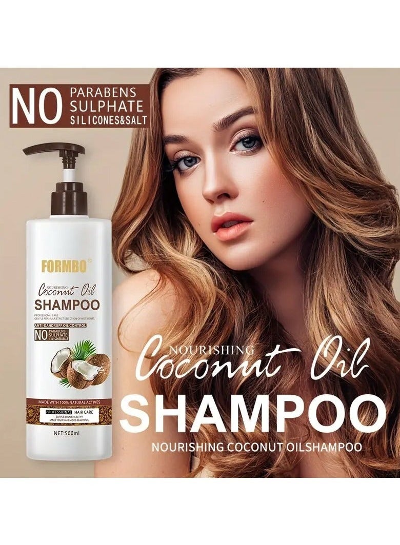 FORMBO Coconut Oil Shampoo, for Nourishing Thick Hair with Glycerin, Deep Clean Formulation, Dandruff & Oil Control, Sulfate & Paraben Free Liquid Hair Care, 500ML - Image 2