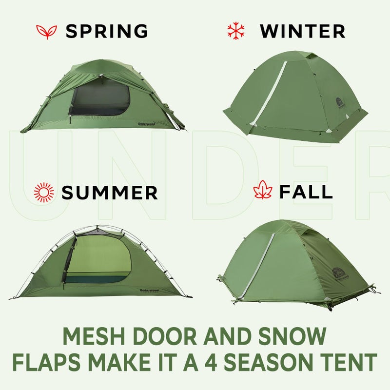 Underwood Aggregator 2-Person Backpacking Tent for 4-Season - Winter Waterproof Tent for One Person, Lightweight Camping Gear for Backpacking, Easy Set Up Cold Weather Essentials by Underwood Aggregator - Image 2