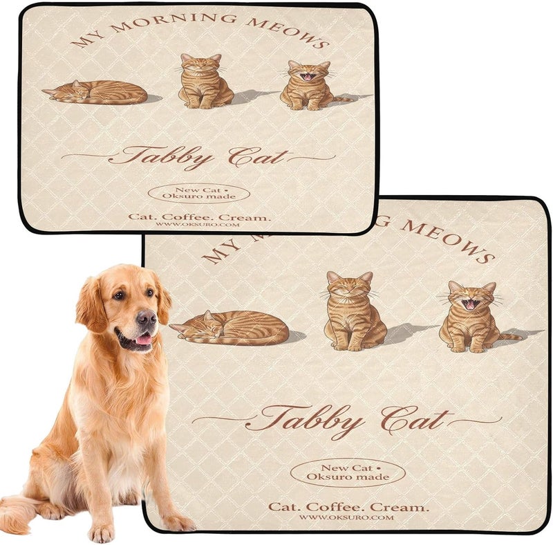 2 Pack Cat Pet Mat Dog Pee Mat Washable Anti Slip Mat for Car and Airplane 24x36in＋36x42in Cat Poster Portrait - Image 1
