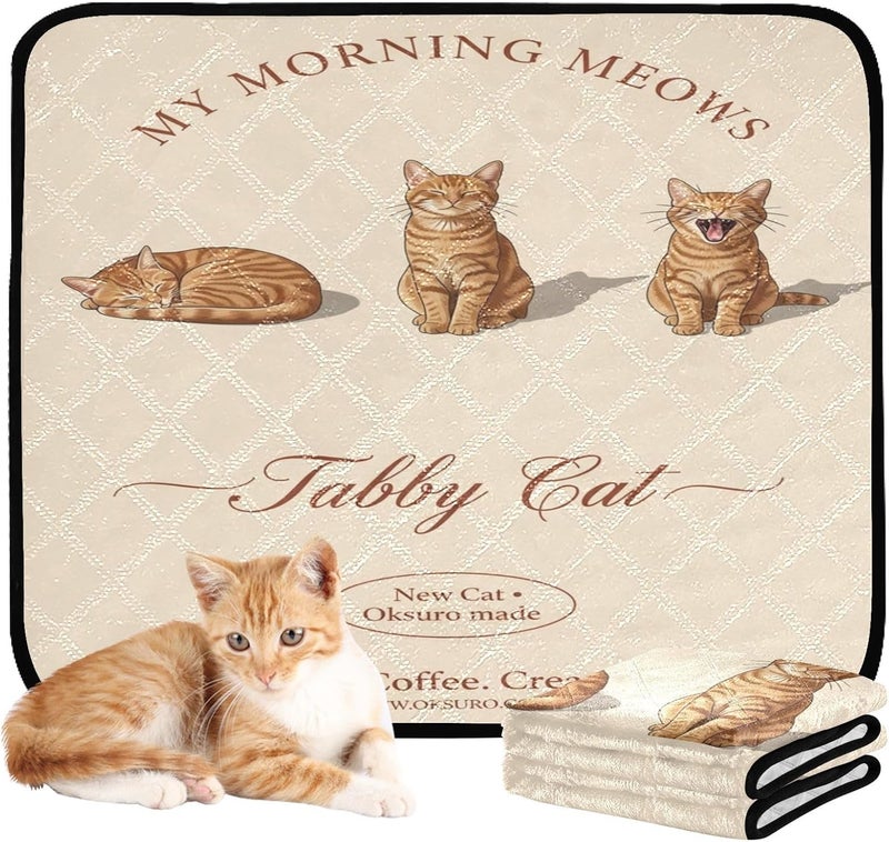 2 Pack Cat Pet Mat Dog Pee Mat Washable Anti Slip Mat for Car and Airplane 24x36in＋36x42in Cat Poster Portrait - Image 2