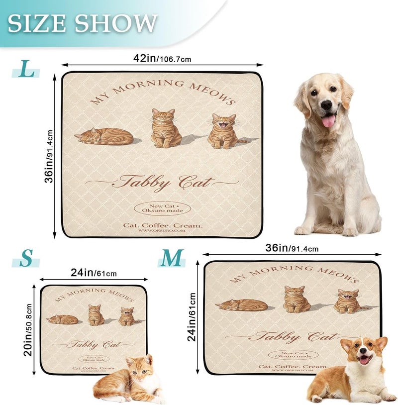 2 Pack Cat Pet Mat Dog Pee Mat Washable Anti Slip Mat for Car and Airplane 24x36in＋36x42in Cat Poster Portrait - Image 3