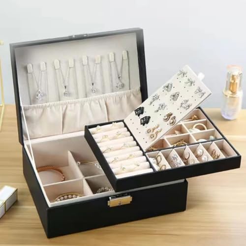 YouBella Jewellery Organisers Gifts Acrylic Portable Home Jwell organizer Storage Box Case with Dividers Container for Rings, Earrings, Necklace for Girls and Women (Black) - Image 2