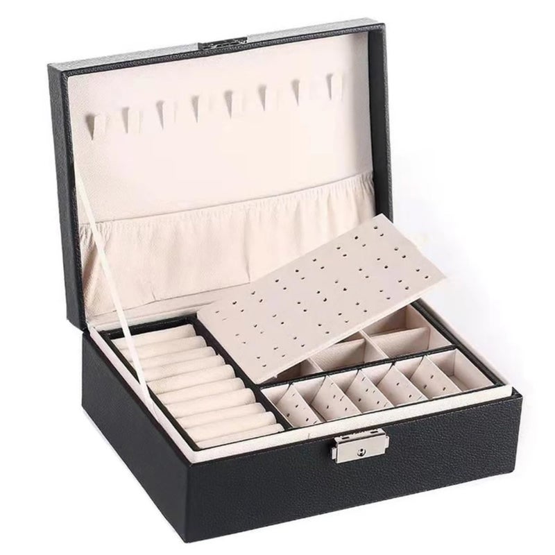 YouBella Jewellery Organisers Gifts Acrylic Portable Home Jwell organizer Storage Box Case with Dividers Container for Rings, Earrings, Necklace for Girls and Women (Black) - Image 5