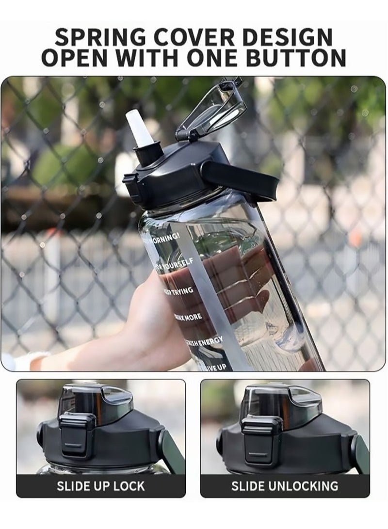 Captaintech Water Bottle, 2000 ml Large Sports Water Cup with Removable Straw and Time Marking, Fitness Kettle for Running, Yoga, Camping - Image 3