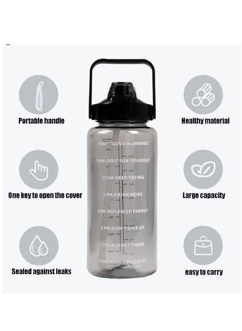 Captaintech Water Bottle, 2000 ml Large Sports Water Cup with Removable Straw and Time Marking, Fitness Kettle for Running, Yoga, Camping - Image 5
