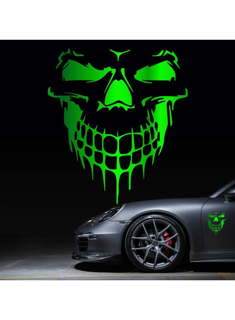 Today Idea Car Hood Decal, Cool Skull Sticker for Truck, SUV, Motorcycle, Bicycle with 10 Color Options and 5 Sizes, 25 Inch Maximum, Gloss Chrome Mirror Green (10 Inch) - Image 2