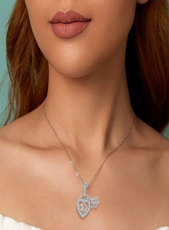 QeenseKc Birthday Number 40th Heart Dangle Charm Crown Bead Compatible with Pandora Bracelet Women - Image 5