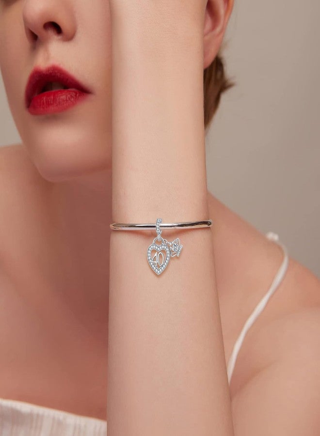 QeenseKc Birthday Number 40th Heart Dangle Charm Crown Bead Compatible with Pandora Bracelet Women - Image 4