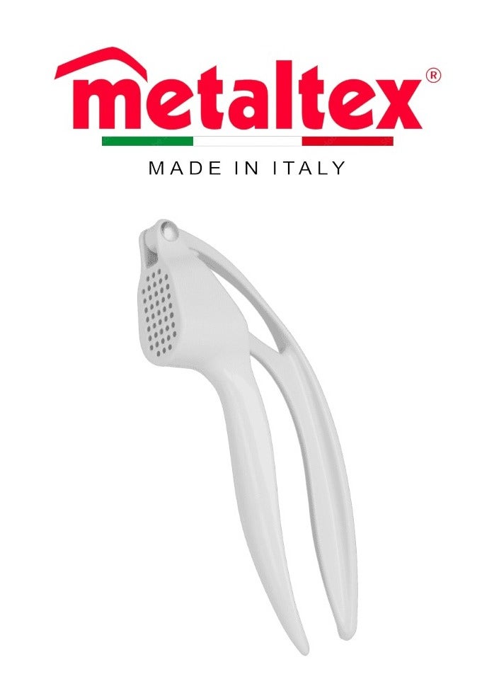 Metaltex Metaltex Garlic Press – White Epoxy Coated, Durable & Dishwasher Safe  - Image 2