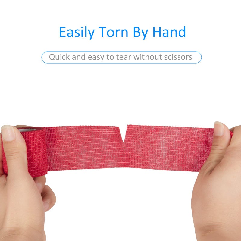 Sagafly 12Pcs 2â€x 5 Yards Self Adhesive Bandage Wrap Elastic Bandage Wrap Self Adherent Cohesive Wrap Bandages for Wrist Ankle Vet Tape for Dogs Athletic Swelling Sprains Tape Grip Cover (Red) - Image 4