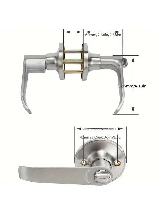 1 Set Satin Nickel Lockable Entry Lever Door Handle With Key Reversible For 30 50mm - Image 5