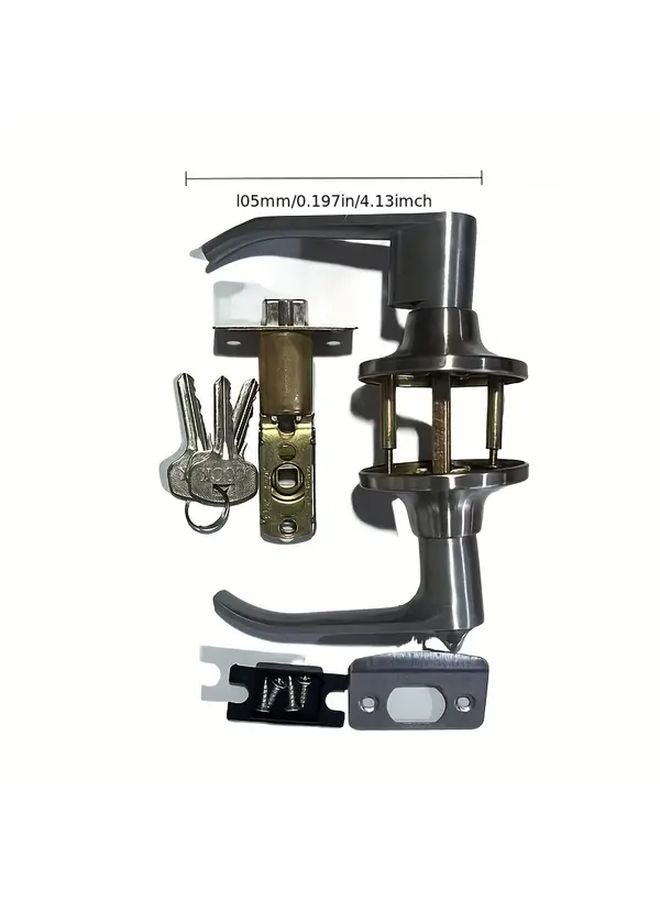 1 Set Satin Nickel Lockable Entry Lever Door Handle With Key Reversible For 30 50mm - Image 4