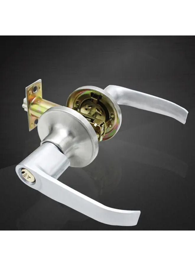 1 Set Satin Nickel Lockable Entry Lever Door Handle With Key Reversible For 30 50mm - Image 3