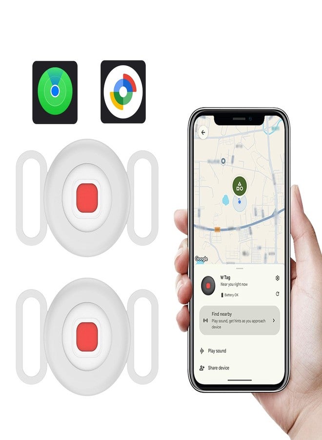 Hyphoon Dog Tracker 2 Pack, Pet Tracker for Dogs, Bluetooth Dog Tracking Tag Works with Apple Find My & Android Find Hub, IP67 Waterproof Anti-Lost Locator (White) - Image 1