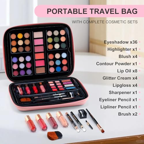 Color Nymph Makeup for Teens with Reusable Pink Handbag, All In One Girls Makeup Sets Makeup Kits for Girls Women with Eyeshadow Blushes Bronzer Highlighter Lipgloss - Image 2