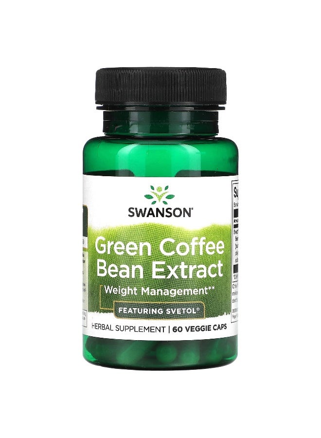 SWANSON سوانسون، مستخلص حبوب القهوة الخضراء، 200 ملغ، 60 كبسولة نباتية - Image 1