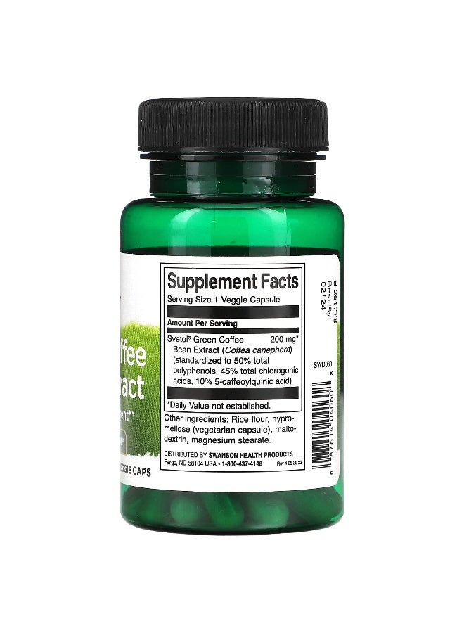 SWANSON سوانسون، مستخلص حبوب القهوة الخضراء، 200 ملغ، 60 كبسولة نباتية - Image 2