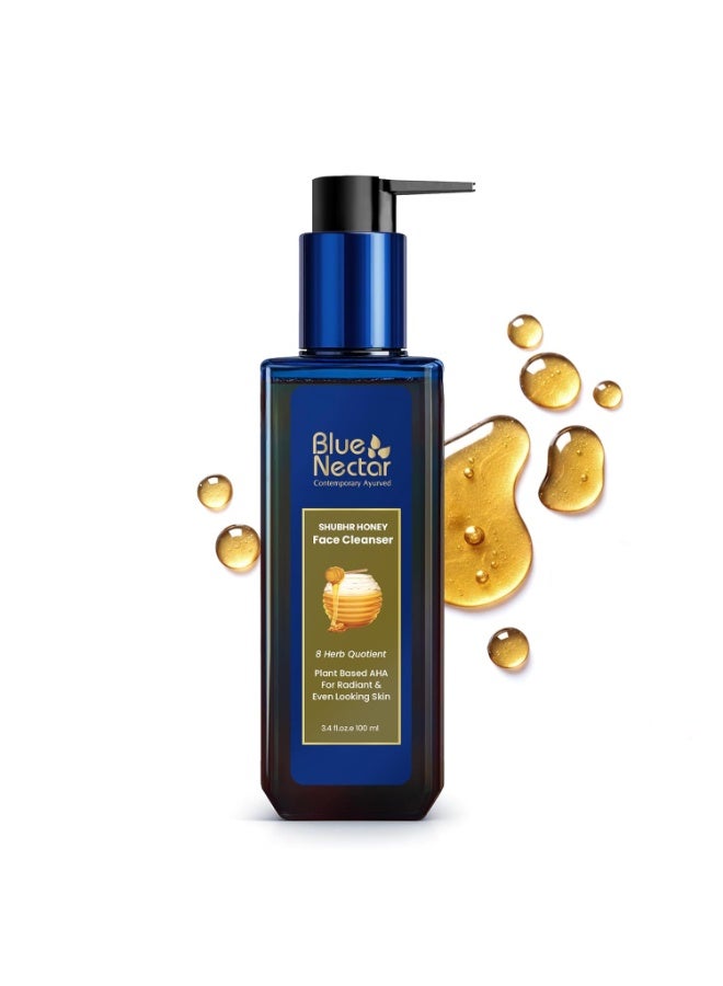 Blue Nectar Shubhr Honey Face cleancer|  Face Wash for Detan & Glowing Skin for Men & Women | Radiance & Even Skin Tone | Ayurvedic Face Wash for Dry, Oily & Sensitive Skin (8 Herbs, 100ml) - Image 1