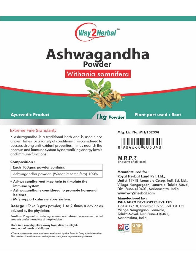 Way2Herbal Ashwagandha Powder (1 Kg Pack Of 1) - Image 2