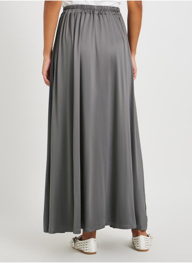 Take Two Take Two Solid Pleated A-Line Maxi Skirt  - Image 4