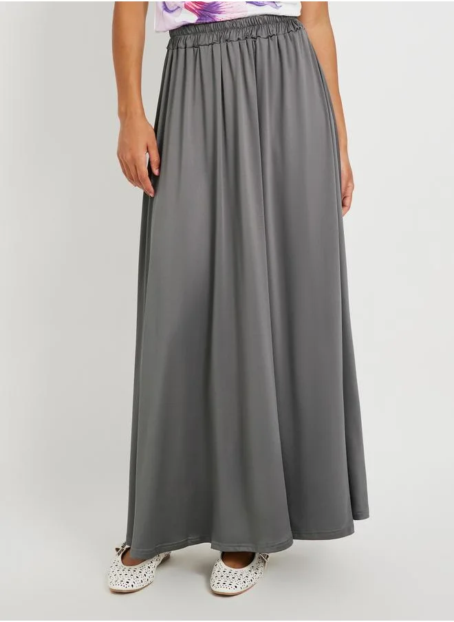 Take Two Take Two Solid Pleated A-Line Maxi Skirt