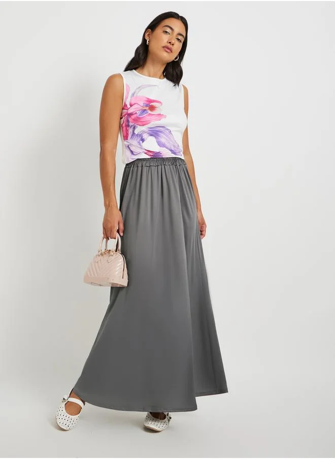 Take Two Take Two Solid Pleated A-Line Maxi Skirt