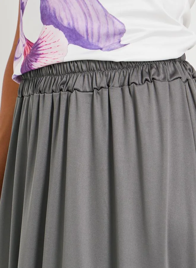 Take Two Take Two Solid Pleated A-Line Maxi Skirt