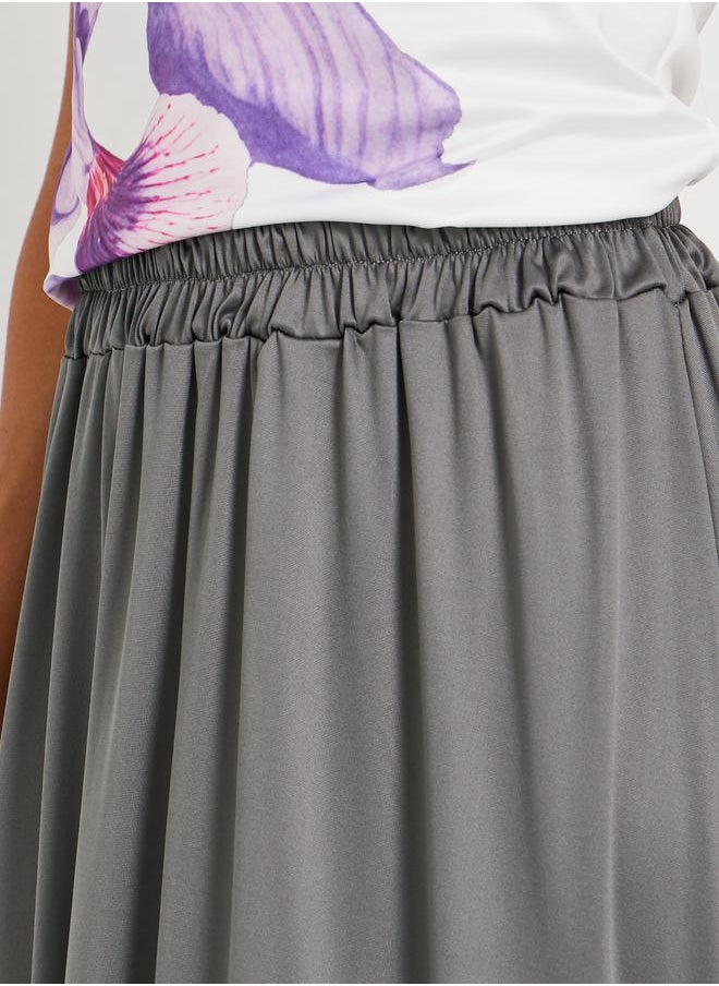 Take Two Take Two Solid Pleated A-Line Maxi Skirt  - Image 3