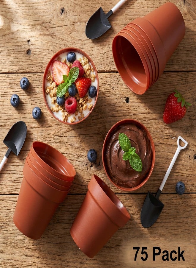 ZEAYEA 75 Pack Dessert Cups with Spoons, 6.7 oz Plastic Parfait Cups Appetizer Cups, Cute Mini Flowerpot Ice Cream Cups for Dirt Cake Fruit Trifles Mousse Pudding Yogurt - Image 4