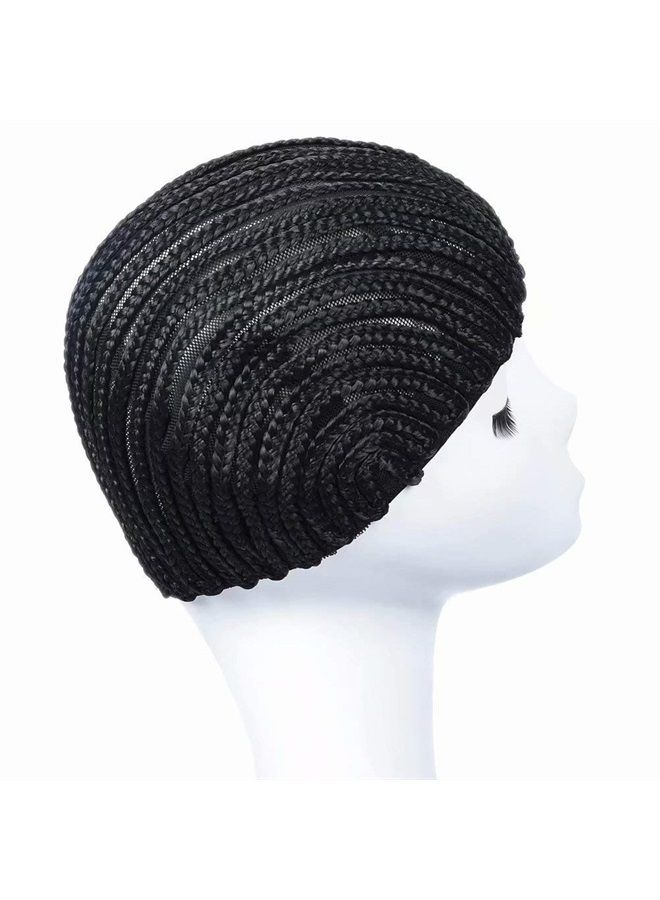 FEEL ME Braided Cap 1Pc Crochet Wig Cap in Cornrow Sew Hair for Making Synthetic Wig or Weave Easier Sew In Crochet Braided Wig Caps Medium Size Black Crochet Cornrow Cap for Crochet Braids - Image 3