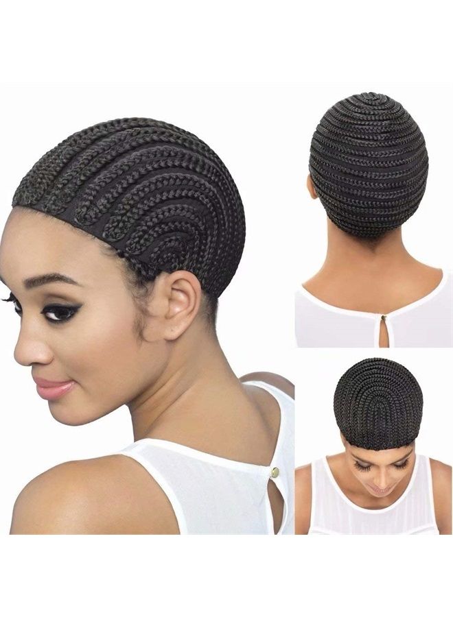 FEEL ME Braided Cap 1Pc Crochet Wig Cap in Cornrow Sew Hair for Making Synthetic Wig or Weave Easier Sew In Crochet Braided Wig Caps Medium Size Black Crochet Cornrow Cap for Crochet Braids - Image 1