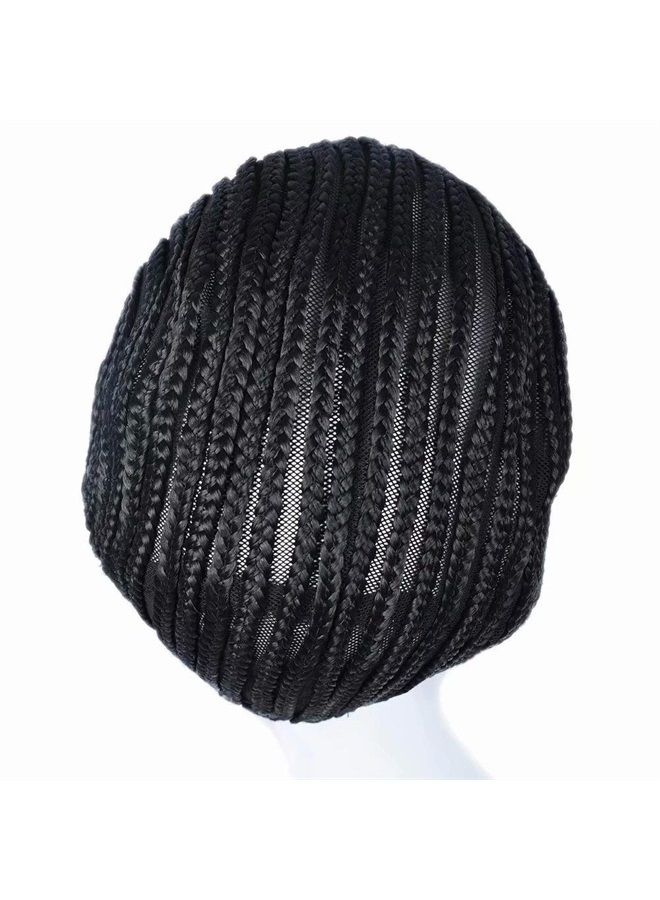 FEEL ME Braided Cap 1Pc Crochet Wig Cap in Cornrow Sew Hair for Making Synthetic Wig or Weave Easier Sew In Crochet Braided Wig Caps Medium Size Black Crochet Cornrow Cap for Crochet Braids - Image 2