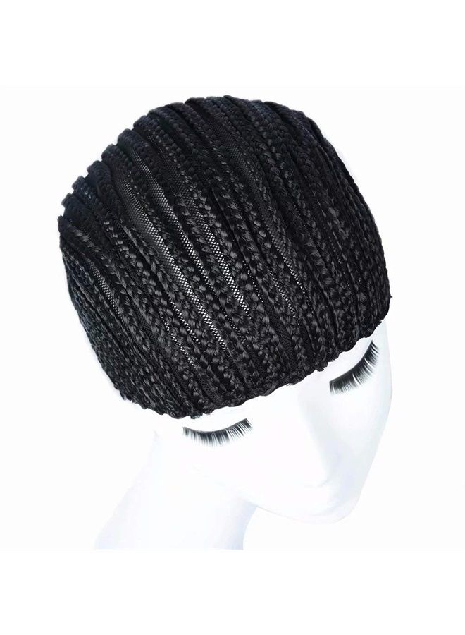 FEEL ME Braided Cap 1Pc Crochet Wig Cap in Cornrow Sew Hair for Making Synthetic Wig or Weave Easier Sew In Crochet Braided Wig Caps Medium Size Black Crochet Cornrow Cap for Crochet Braids - Image 4