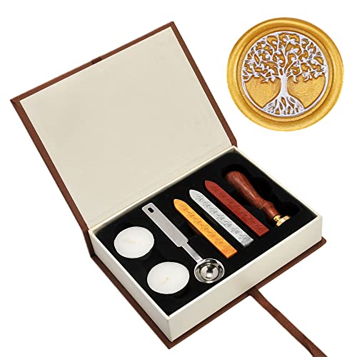 Yoption Tree of Life Wax Seal Stamp Set, Yoption Classic Vintage Seal Wax Stamp Set, Retro Seal Stamps Maker Gift Box Set (Tree of Life) - Image 1