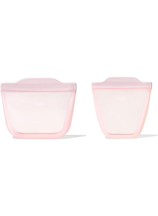 OXO Tot Silicone Reusable Bags â€“ 2 Piece Cup and Snack Set - Blossom - Image 1