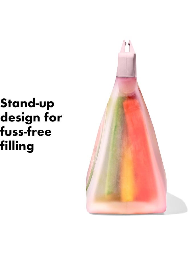 OXO Tot Silicone Reusable Bags â€“ 2 Piece Cup and Snack Set - Blossom - Image 4