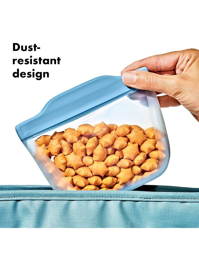 OXO Tot Silicone Reusable Bags â€“ 2 Piece Cup and Snack Set - Blossom - Image 5