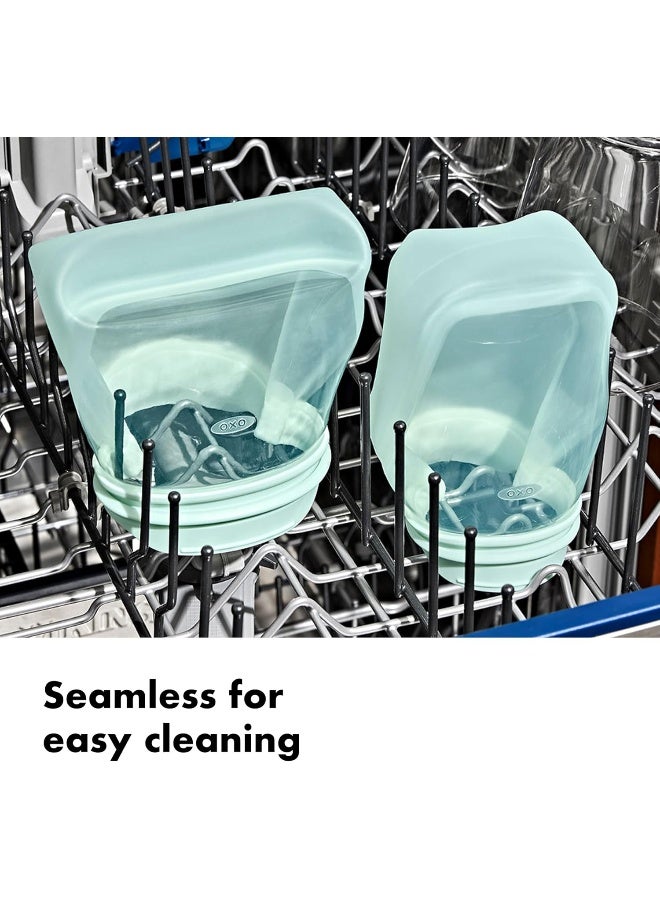 OXO Tot Silicone Reusable Bags â€“ 2 Piece Cup and Snack Set - Blossom - Image 2