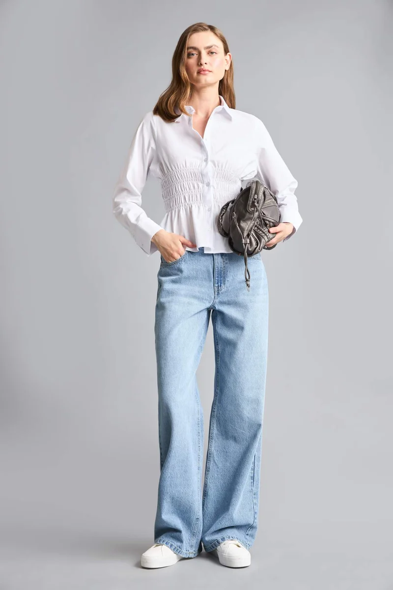 ديفاكتو Slim Fit Shirt Collar Poplin Long Sleeve Shirt