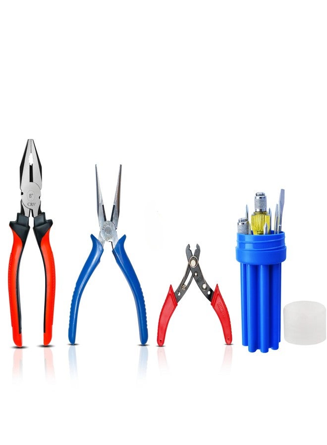 IONIX Tool Kit for Home | 1 Year Warranty | Screw Driver Kit, Combination Pliers, Nose Pliers, Wire Cutter, Includes 8-Piece Screwdriver Set (Pack of 4, Multicolor) - Image 1