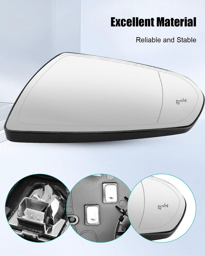 PNYZIK Driver Side Left Mirror Glass Fit for Cadillac SRX 2010-2016, Heated with Blind Spot Replace 20795177 - Image 2